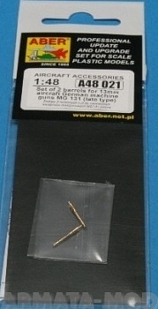 ABR-A48-021  Дополнения для  Set of 2 barrels for German 13mm aircraft machine guns MG 131 (late type)  для  1/48 ABR-A48-021  Дополнения для  Set of 2 barrels for German 13mm aircraft machine guns MG 131 (late type)  для  1/48