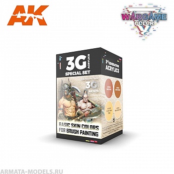 AK1075 Набор красок WARGAME COLOR SET. BASIC SKIN COLORS