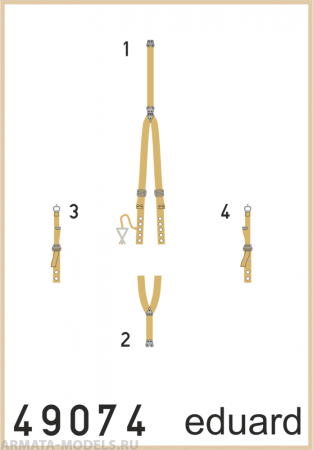 49074ED Комплект фототравления Spitfire Mk.VIII seatbelts SUPERFABRIC