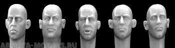 HH12 5 different bareheads, neutral expression