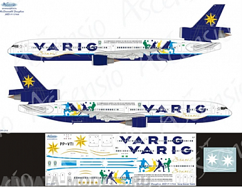 011-014 Декаль для самолета McDouglas  MD-11 Varig (Soccer Team) 1/144