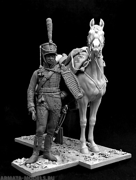 CHM-54267(M) Обер-офицер армейских гусарских полков, Россия 1810-14 гг.  54 мм. Материал - белый металл.