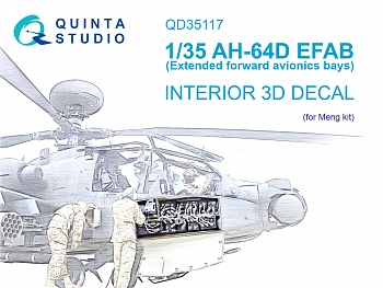 QD35117 3D Декаль интерьера кабины AH-64D Расширенные передние отсеки авионики(Meng)