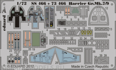 SS466 Фототравление  Harrier Gr.Mk.7/9 S.A.  For Airfix Kit