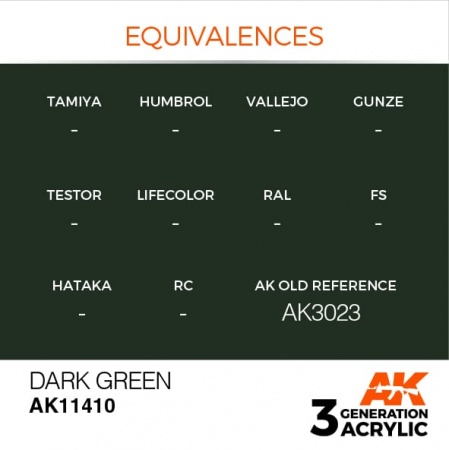 AK11410 Краска акриловая 3Gen Dark Green