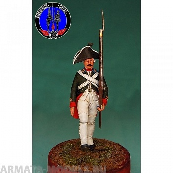 ОП.60.057 Фигура из белого металла   Гренадёр (мушкетёр) Преображенского полка 1799 г 