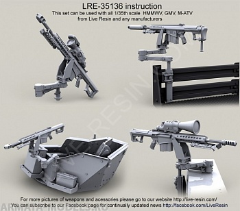 LRE35136 Крупнокалиберная снайперская винтовка Barrett M82A1/107A1 .50 калибр CQB на военной системе SA 1 Swing Arm с двухшарнирным креплением ночных очков 