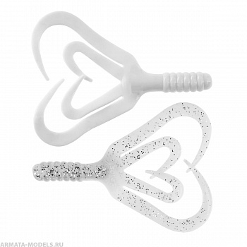 Твистер Credo Four Tail 3,35"/8,5 см White & Sparkles 10шт. (HS-20-002) Helios