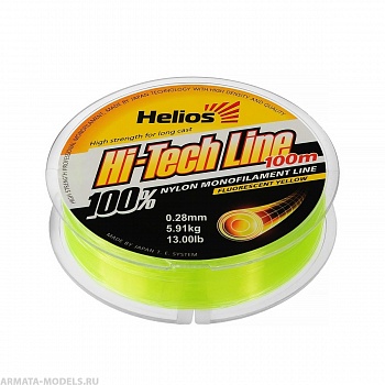 Леска Hi-tech Line Nylon Fluorescent Yellow 0,28mm/100 (HS-NBF 28/100) Helios