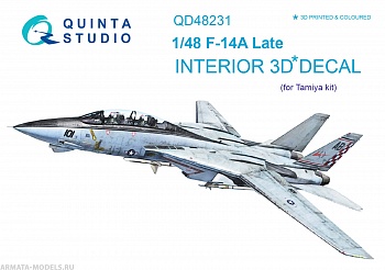 QD48231 3D Декаль интерьера кабины F-14A Late (для модели Tamiya)