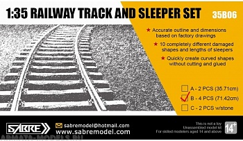 35B06-BSBR КОМПЛЕКТ ЖЕЛЕЗНОДОРОЖНЫХ ПУТЕЙ И ШПАЛ (4 ШТ. - Длина 71,42 см)