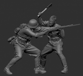 3013SOGA Схватка красноармейца с солдатом Вермахта. 1941-42 г.