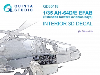 QD35118 3D Декаль интерьера кабины AH-64D Расширенные передние отсеки авионики(Takom)