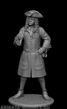 CHM-54291(М).  Шведский артиллерийский офицер, начало 18 века. 54 мм. Материал - смола.