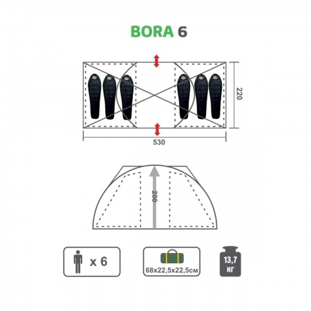 Палатка BORA-6 (HS-2371-6 GO) Helios