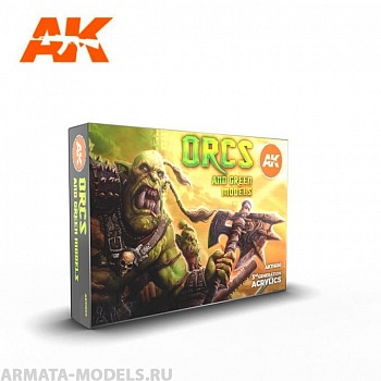 AK11600 Набор акриловых красок ORCS AND GREEN CREATURES SET