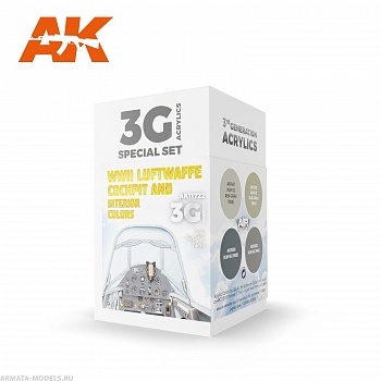 AK11722 Набор красок WWII Luftwaffe Cockpit & Interior Colors SET 3G