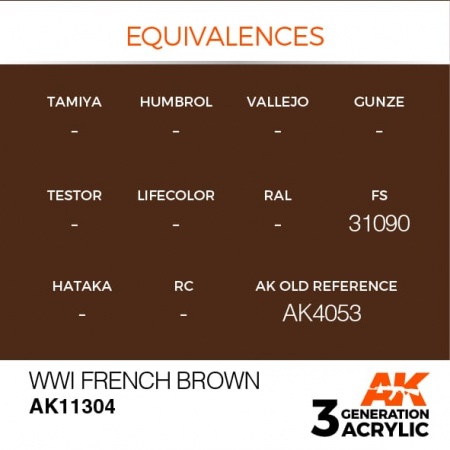 AK11304 Краска акриловая 3Gen WWI French Brown