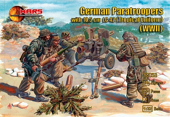 32038MR Фигуры German Paratrooper Crew & LG-43 gun (tropical uniform ) WWII