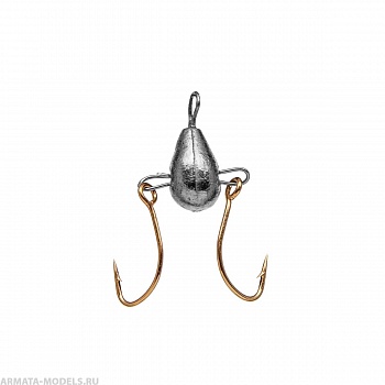 Мормышка Ведьма с двумя плав.крючками 4,0мм 0,85гр Ni (MW-1240T-NI) Helios( цена указана за упаковку, в количестве 10шт.)