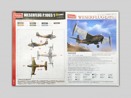 AH48A002 Двухместный немецкий самолет WESERLUG P.1003/1 Amusing Hobby