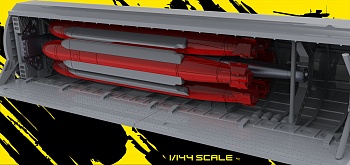 AM14478 Отсек для размещения ракет с пусковым устройством МКУ-6-5, створками и МКУ (Отсек, створки, МКУ, телега)