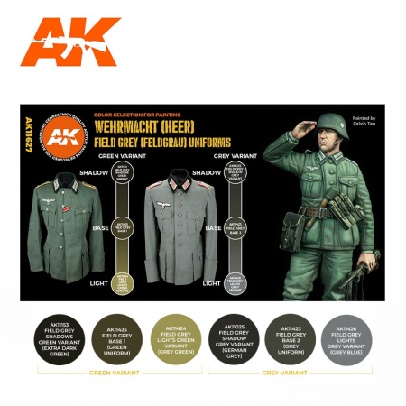 AK11627 Набор красок GERMAN FIELD GREY UNIFORMS 3G
