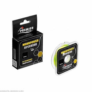 Леска MONOPOWER SPINNING 0,20mm/100m F.Yellow Nylon (PR-MS-Y-020-100) Premier Fishing