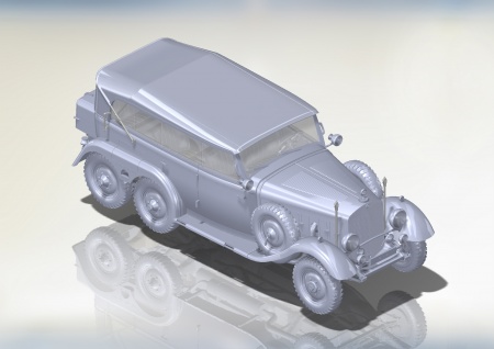35532 Typ G4 (W31) с раскрытым тентом Германский пассажирский автомобиль II МВ ICM 35532 Typ G4 (W31) с раскрытым тентом Германский пассажирский автомобиль II МВ ICM