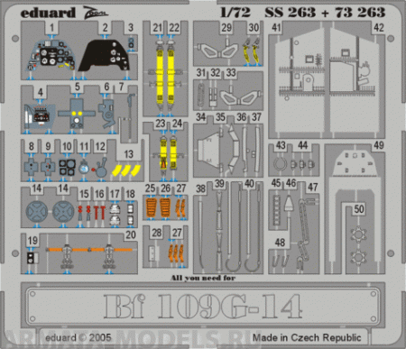 SS263 Фототравление Bf-109 G-14  For Academy kit