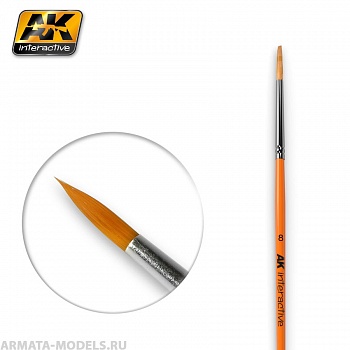 AK-607 Кисть художественная ROUND BRUSH 8 SYNTHETIC AK-607 Кисть художественная ROUND BRUSH 8 SYNTHETIC