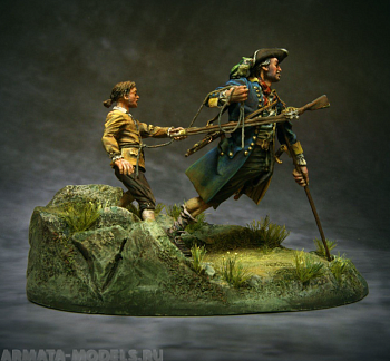 CHM-54050(M). Остров Сокровищ: Джон Сильвер и Джим Хокинс, 2-я половина 18 века. (2 фигуры). 54 мм. Материал - белый металл.