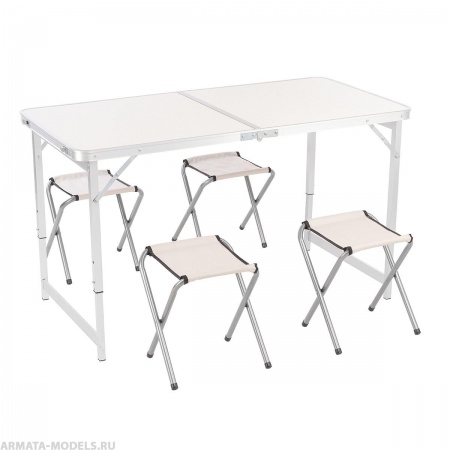Стол складной+4 стула 8812В (120*60) высота 69см 5mm Белый