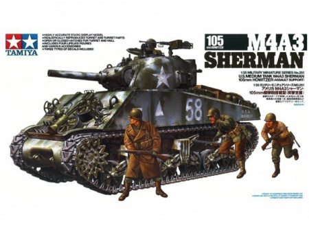 35251T Американский танк М4А3 Sherman c 105-мм пушкой Howitzer Tamiya