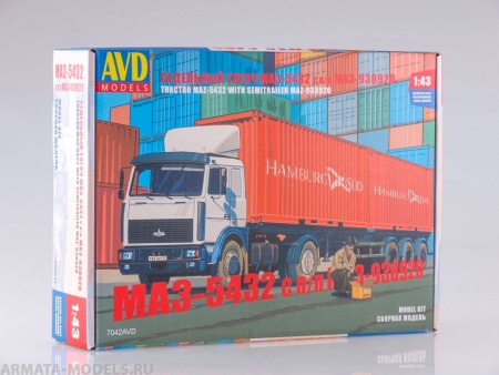 7042AVD Сборная модель МАЗ-5432 с полуприцепом-контейнеровозом МАЗ-938920 AVD Models