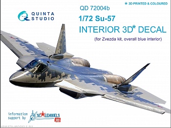 QD72004b 3D Декаль интерьера кабины Су-57 (для модели Звезда 7319) (голубые панели)