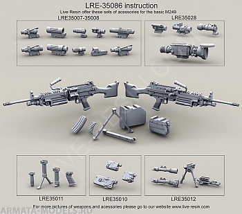 LRE35086 Ручной пулемет M249 (SAW)   с длинным стволом, пластиковой рукояткой и пластиковым цевьём