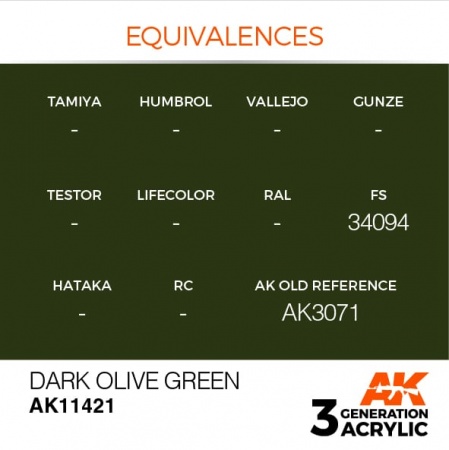 AK11421 Краска акриловая 3Gen Dark Olive Green