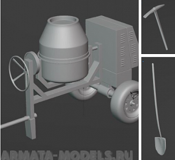 НЕ-43025 Бетономешалка с киркой и лопатой НЕ-43025 Бетономешалка с киркой и лопатой