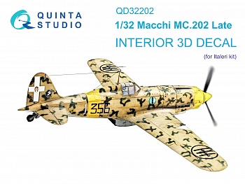 QD32202 3D Декаль интерьера кабины Macchi MC.202 Folgore поздний (Italeri)