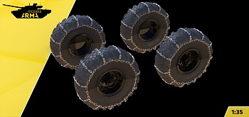 AM3753 Колеса КИ-126 под нагрузкой и с цепями для Газ-66