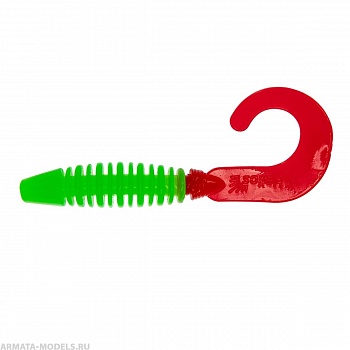 Твистер несъедоб. Din 3,11''/7,9см Lime & Red 100шт. (HS-33-021-N) Helios( цена указана за упаковку, в количестве 100шт.)