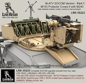 LRE35223 Модифицированная версия колёсного бронеавтомобиля M-ATV SOCOM. Часть 1 — Дистанционно управляемая оружейная станция M153 Protector Crows II с пулемётом M240.