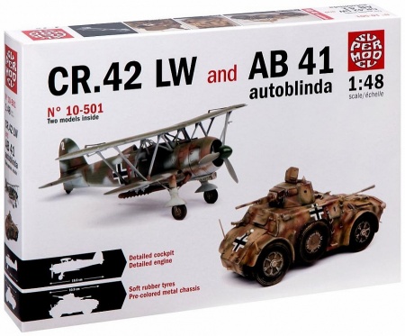 10501ИТ Автомобиль Autoblinda AB 41+ Самолет CR.42 LW Italeri