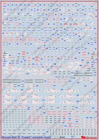 48011 Декаль Микоян МиГ-25 технические надписи
