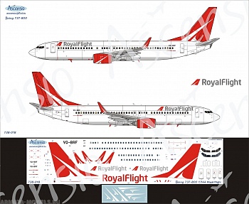 738-018 Декаль для самолета Boeing 737-800 RoyalFlight 1/144