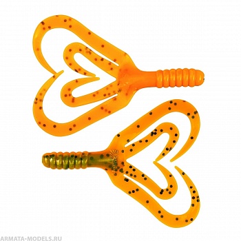 Твистер Credo Four Tail 3,35"/8,5 см Pepper Green & Orange 10шт. (HS-20-018) Helios