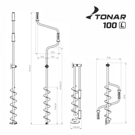 Ледобур ЛР-100Д левое вращение (LK-100LD) Тонар