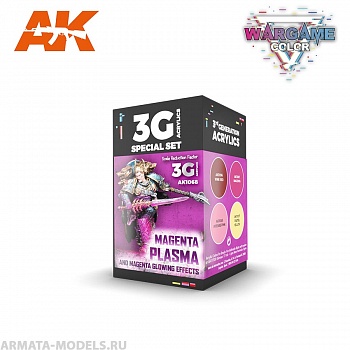 AK1068 Набор красок WARGAME COLOR SET. MAGENTA PLASMA AND GLOWING EFFE