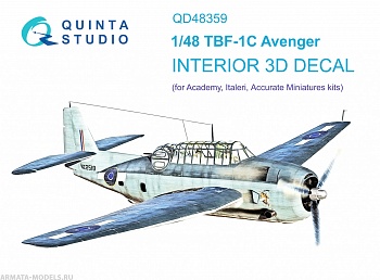 QD48359 3D Декаль интерьера кабины TBF-1 Avenger (Academy)